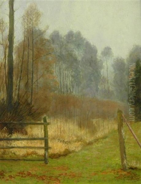 Herbstliche Auenlandschaft Oil Painting by Heinrich Boehmer