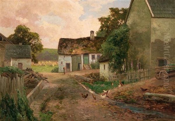 Eifelgehoft Oil Painting by Heinrich Boehmer