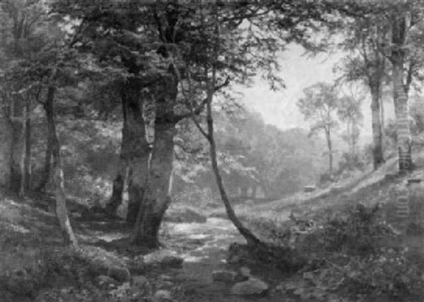 Fruhling Am Waldbach Oil Painting by Heinrich Boehmer