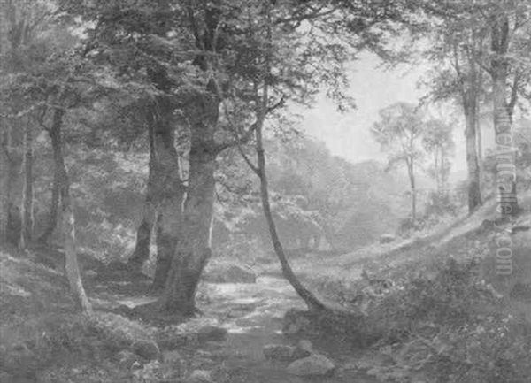 Fruhling Am Waldbach Oil Painting by Heinrich Boehmer