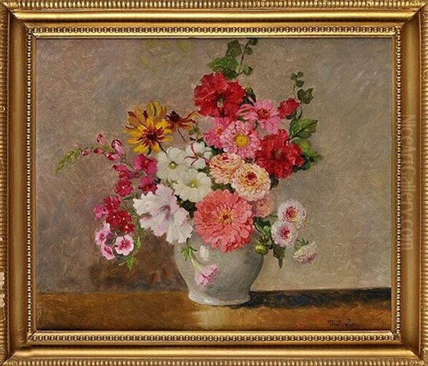 Flowers In A Vase Oil Painting by German von Bohn