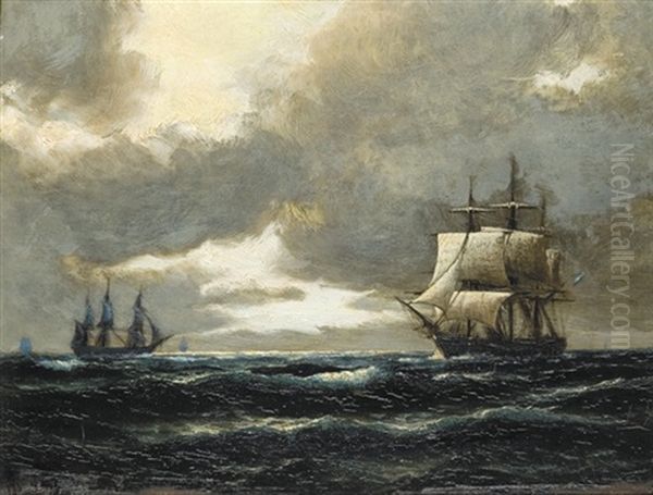 Tall Ships Oil Painting by August J.P. Bohnhorst