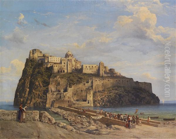 Castello Aragonese (ischia) Oil Painting by Ludwig Franz Karl Bohnstedt