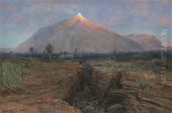 El Pico De Teide, Tenerife Oil Painting by Hans (Johannes) Bohrdt