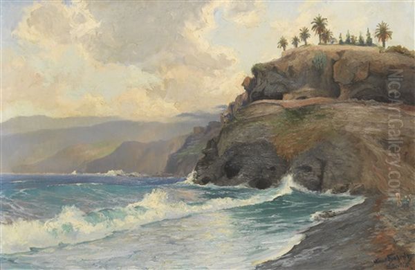 Der Atlantik Bei La Paz, Tenerife Oil Painting by Hans (Johannes) Bohrdt