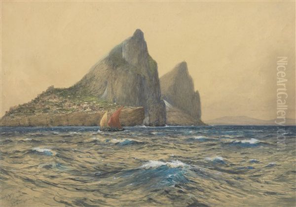 Blick Auf Gibraltar Von Bord Der Hohenzollern Oil Painting by Hans (Johannes) Bohrdt