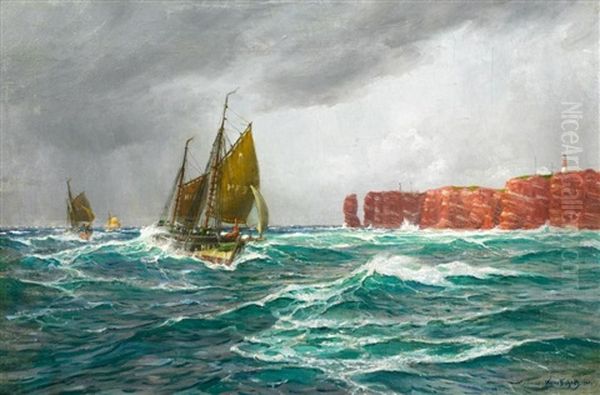 Vor Helgoland Oil Painting by Hans (Johannes) Bohrdt