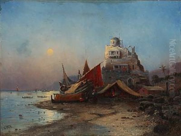 Am Bosporus Oil Painting by Hans (Johannes) Bohrdt