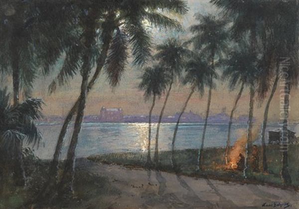 An Der Bucht Von Puerto Rico Oil Painting by Hans (Johannes) Bohrdt