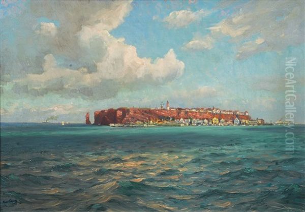 Heligoland Oil Painting by Hans (Johannes) Bohrdt