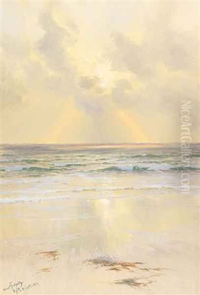 Am Strand Von Sylt Oil Painting by Hans (Johannes) Bohrdt