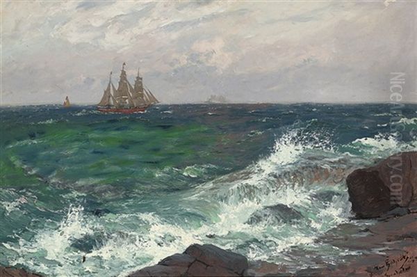 Running Along The Coast Oil Painting by Hans (Johannes) Bohrdt