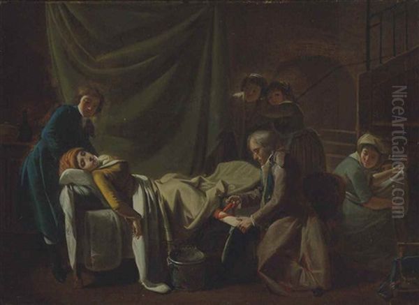 The Doctor's Visit Oil Painting by Jules (Julien-Leopold) Boilly