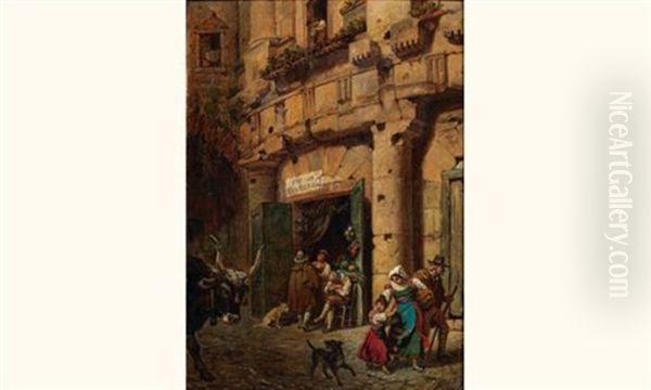 Via De Sugherari, 30, A Rome Oil Painting by Jules (Julien-Leopold) Boilly