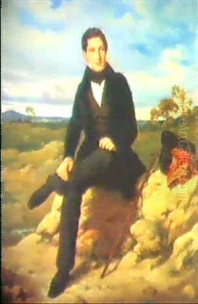 Portrait D'homme Dans Un Paysage Oil Painting by Jules (Julien-Leopold) Boilly