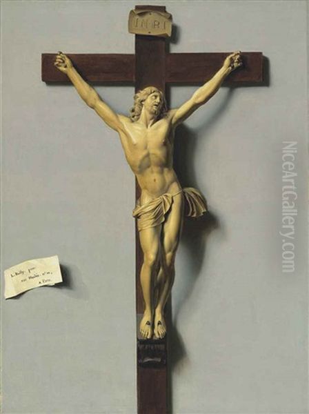 A Trompe L'oeil Of An Ivory And Wood Crucifix Oil Painting by Louis Leopold Boilly