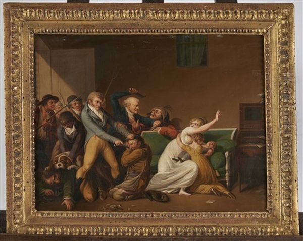 Scene Des Voleurs; Les Voleurs Arretes (2 Works) Oil Painting by Louis Leopold Boilly