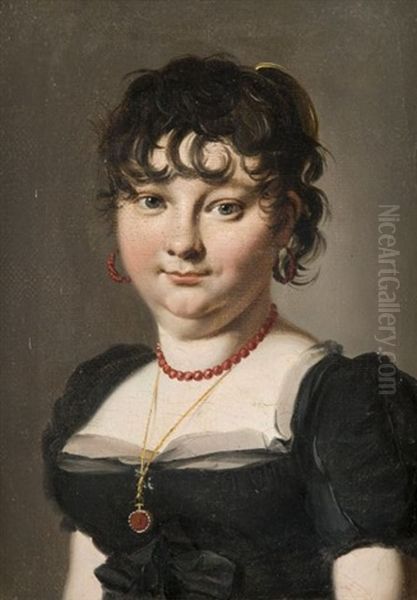 Portrait De Femme Au Collier De Corail Oil Painting by Louis Leopold Boilly