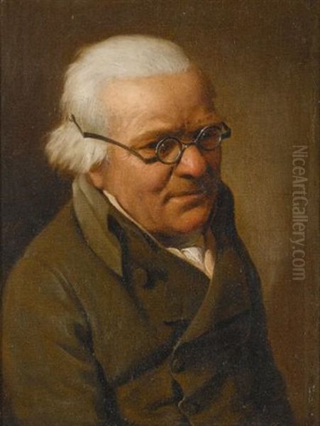 Portrait Of A White-haired Man, Half Length, Wearing Glasses Oil Painting by Louis Leopold Boilly