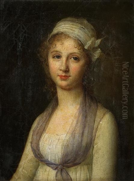 A Portrait Of A Young Woman, Half-length Oil Painting by Louis Leopold Boilly