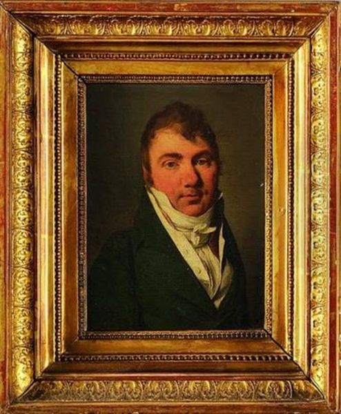 Portrait D'un Homme En Buste Portant Une Redingote Verte Et Chemise Blanche Oil Painting by Louis Leopold Boilly