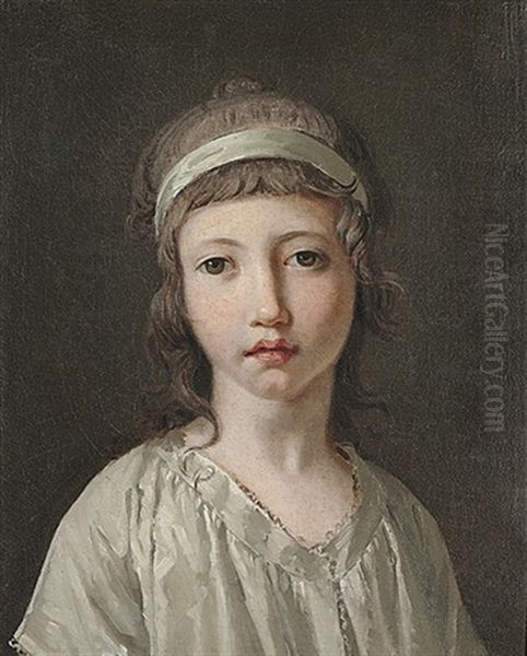 Portrait Of A Young Girl, In A White Chemise Oil Painting by Louis Leopold Boilly