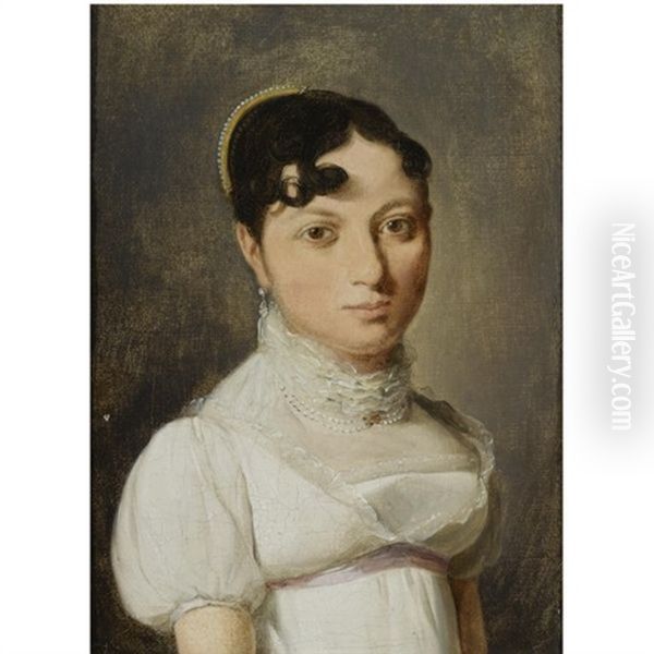 A Portrait Of A Young Lady Oil Painting by Louis Leopold Boilly