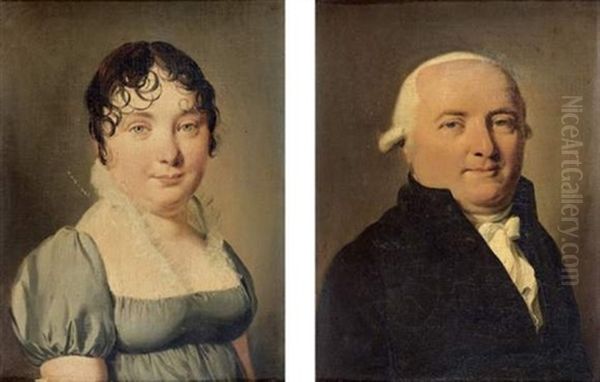 Portrait De Madame Meauze-cartier (+ Portrait De Monsieur Meauze-cartier; Pair) Oil Painting by Louis Leopold Boilly