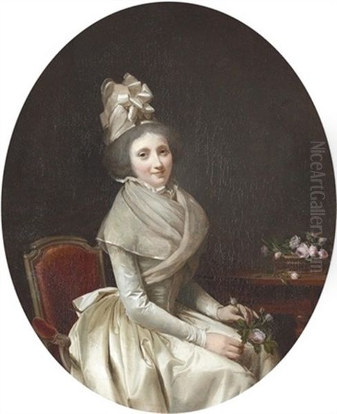 Portrat Einer Sitzenden Jungen Dame Mit Rose Oil Painting by Louis Leopold Boilly