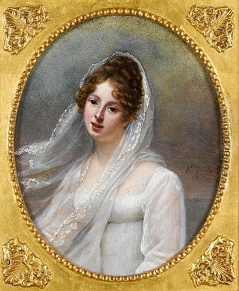 Portrait Of A Lady (madame De Montbrisson?) Oil Painting by Louis Leopold Boilly