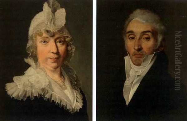 Portrait Of A Man (+ Portrait Of A Woman; Pair) Oil Painting by Louis Leopold Boilly