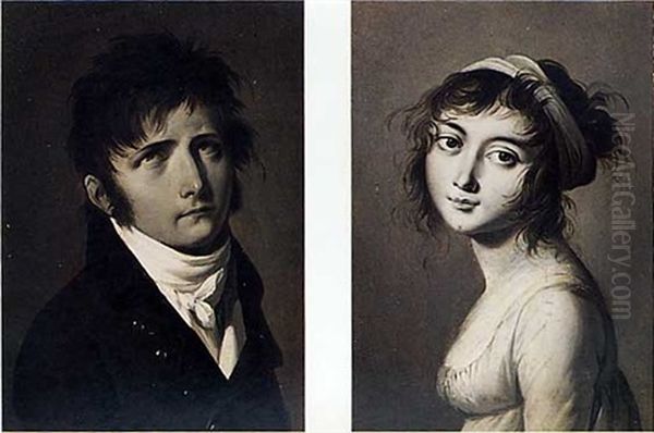 Portrait En Trompe L'oeil (+ Another, Similar; Pair) Oil Painting by Louis Leopold Boilly