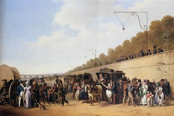 Les Coucous Sur Les Quais Des Tuileries Oil Painting by Louis Leopold Boilly