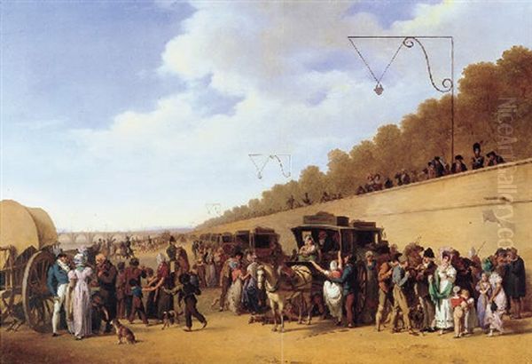 Les Coucous Sur Les Quais Des Tuileries Oil Painting by Louis Leopold Boilly