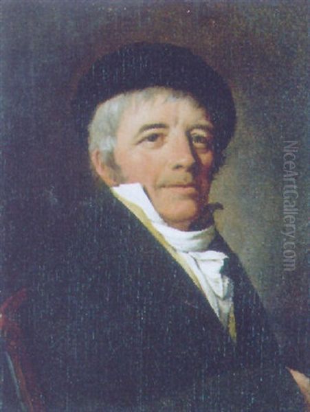 Portrait Of A Gentleman In A Black Jacket And A Black Beret Oil Painting by Louis Leopold Boilly