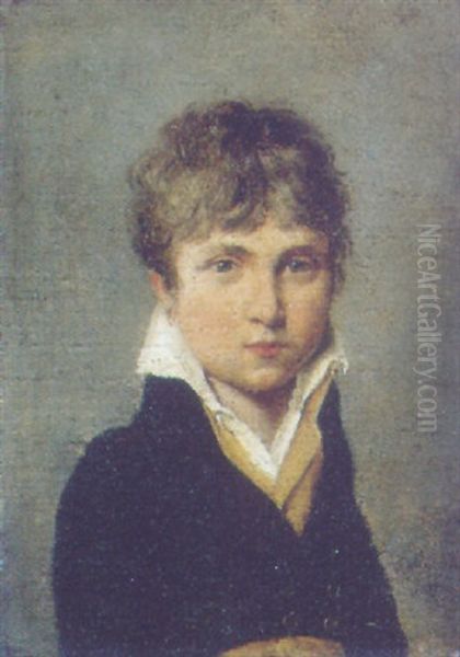 Portrait Of A Young Man In A Black Jacket Oil Painting by Louis Leopold Boilly