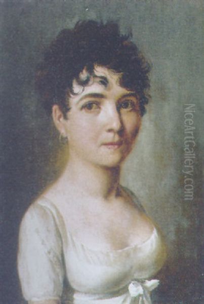 Portrait Of A Lady In A White Dress Oil Painting by Louis Leopold Boilly