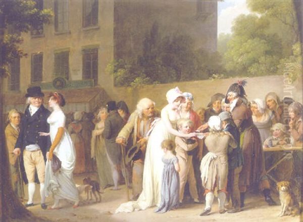 L'escamoteur Sur Les Boulevards Oil Painting by Louis Leopold Boilly