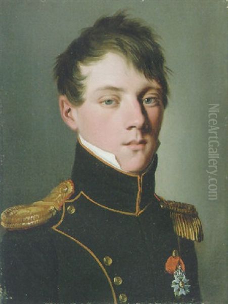 Portrait Of A Young Officer Wearing A Medal by Louis Leopold Boilly