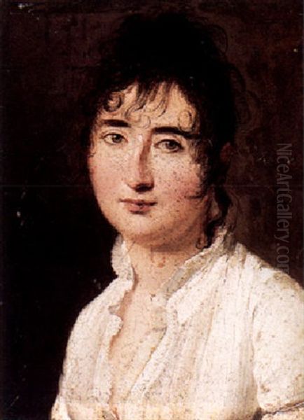 Portrait Of A Lady Wearing A White Blouse Oil Painting by Louis Leopold Boilly