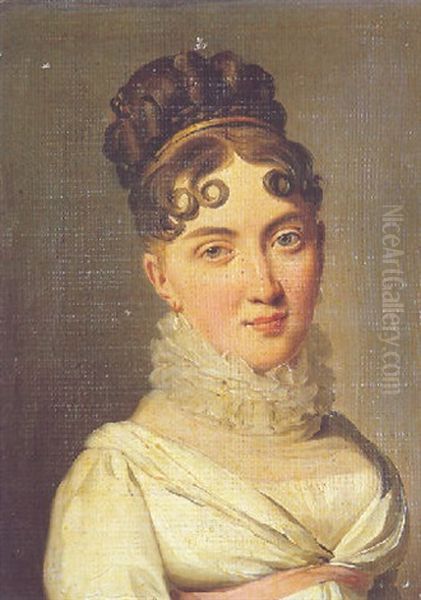 Portrait De Jeune Femme A La Collerette De Dentelle by Louis Leopold Boilly