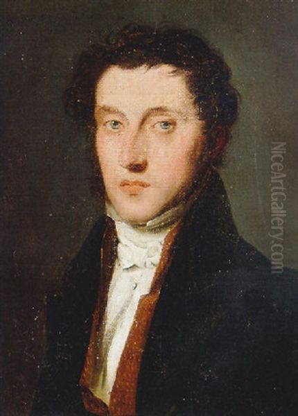 Portrait Of A Gentleman, Aged 37, In A Black Jacket And A Brown Waistcoat Oil Painting by Louis Leopold Boilly