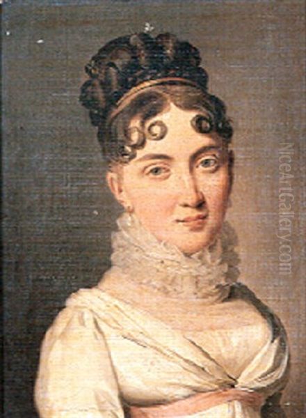 Portrait De Jeune Femme A La Collerette De Dentelle Oil Painting by Louis Leopold Boilly