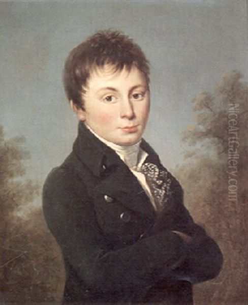 A Portrait Of A Young Man, With A Green Coat Oil Painting by Louis Leopold Boilly