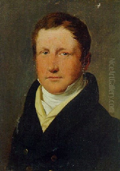 Portrait Of Colin Mackenzie In A Dark Blue Coat And A Yellow Waistcoat Oil Painting by Louis Leopold Boilly