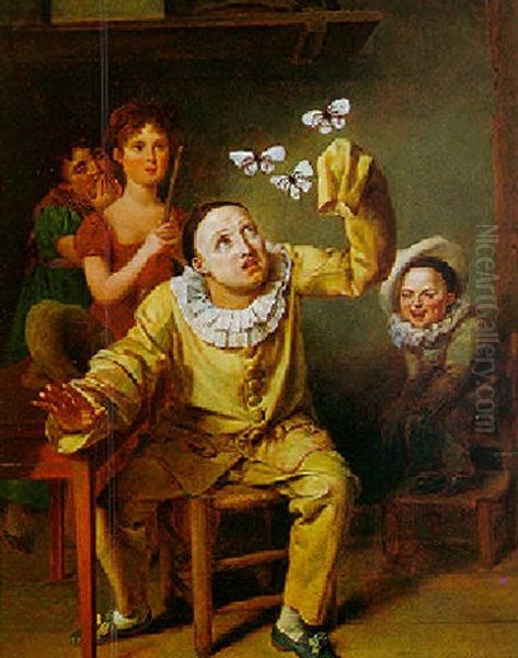 La Plaisanterie Faite A Pierrot Oil Painting by Louis Leopold Boilly