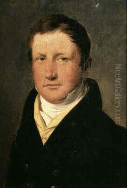 A Portrait Said To Be Of Colin Mackenzie, Long Bust Length, Wearing A Yellow Waistcoat Beneath His Blue Jacket Oil Painting by Louis Leopold Boilly