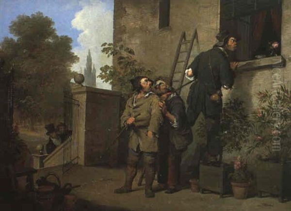 Les Voleurs Dans Le Jardin Oil Painting by Louis Leopold Boilly