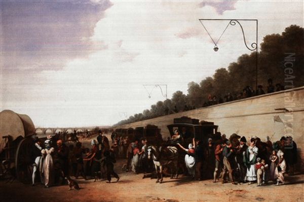 Les Coucous Sur Le Quai Des Tuileries (coaches On The       Quai Des Tuileries) Oil Painting by Louis Leopold Boilly