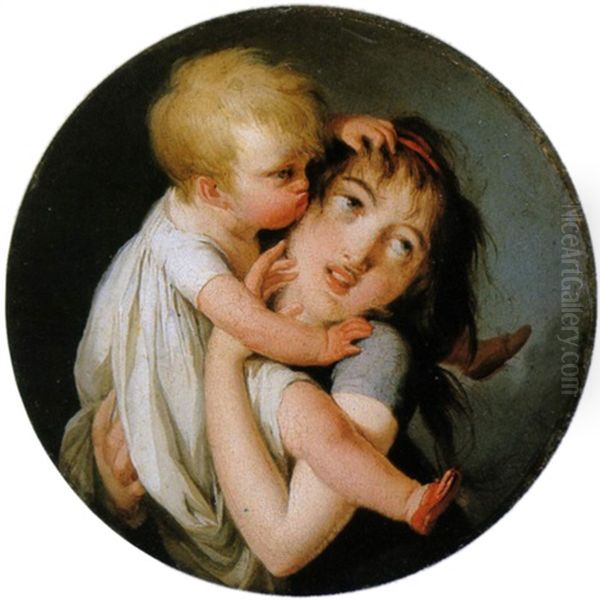 A Mother And Child Oil Painting by Louis Leopold Boilly